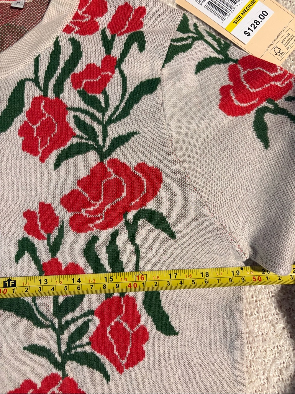 Scotch & Soda Poinsettia Crewneck 100% Cotton Cardigan Sweater Size Med-NWT - Picture 12 of 16